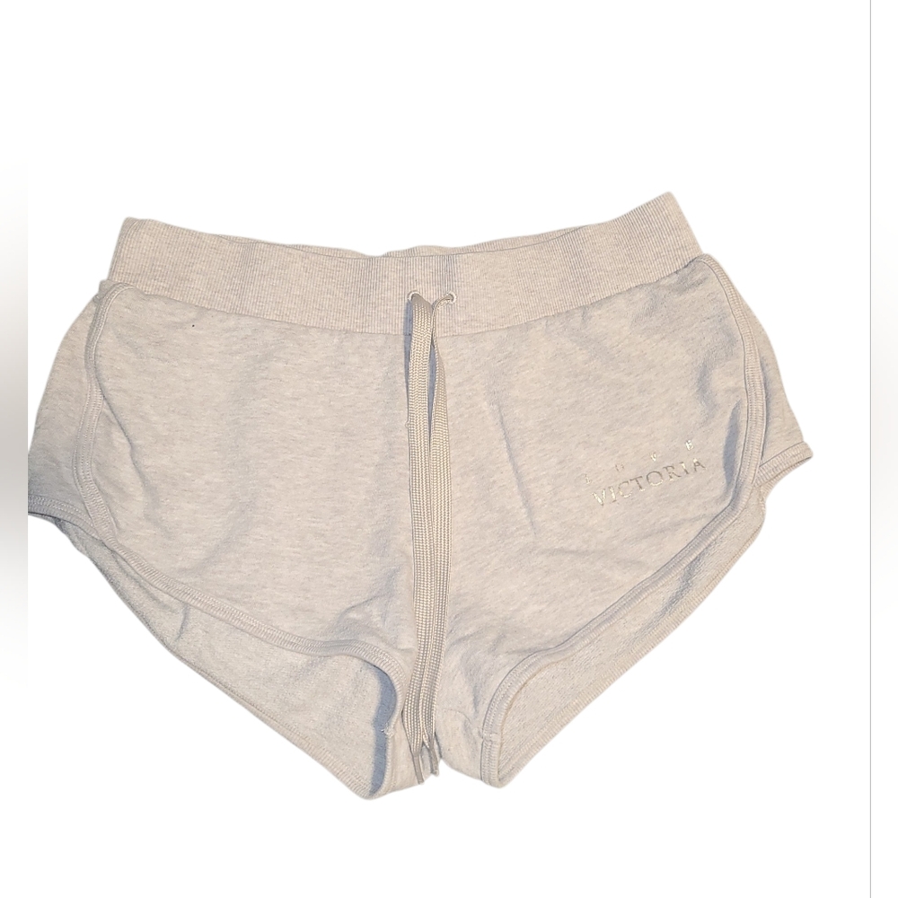 VICTORIA'S SECRET High-Waist Cotton Blend Lounge Shorts - Light Gray SIZE SMALL